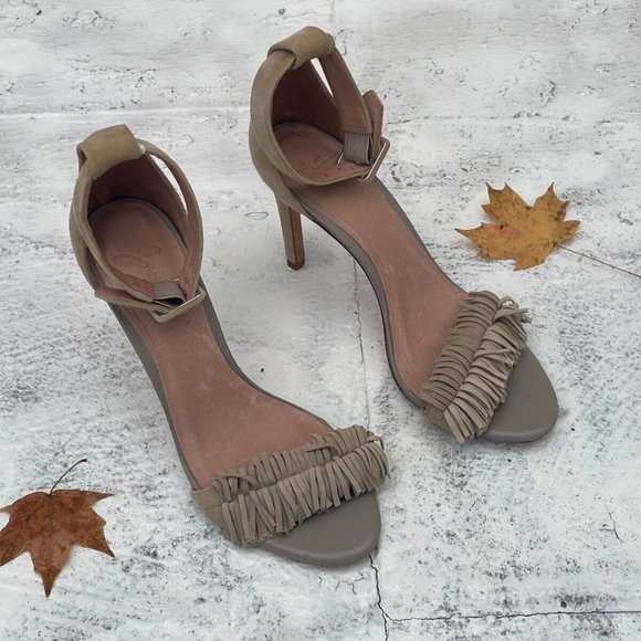 Joie Women Heels Leather Suede Upper Fringe Pump Shoes Size 38.5 - Picture 3 of 12